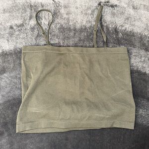 army green cropped tank